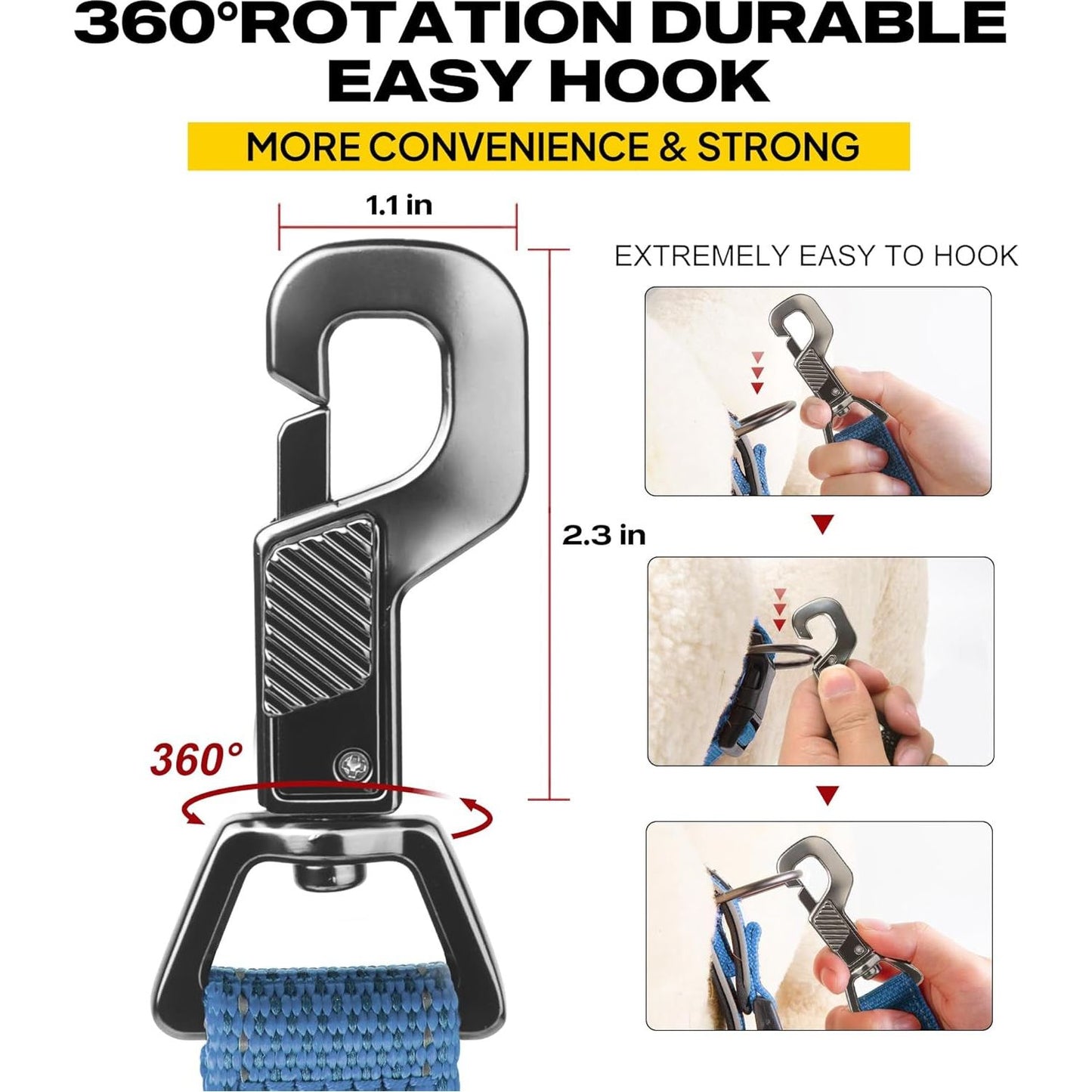 5 FT Heavy Duty Dog Leash with 2 Comfortable Padded Handles, Traffic Handle & Advanced Easy Snap Hook, Reflective Walking Lead for Large, Medium & Small Breed Dogs, Blue