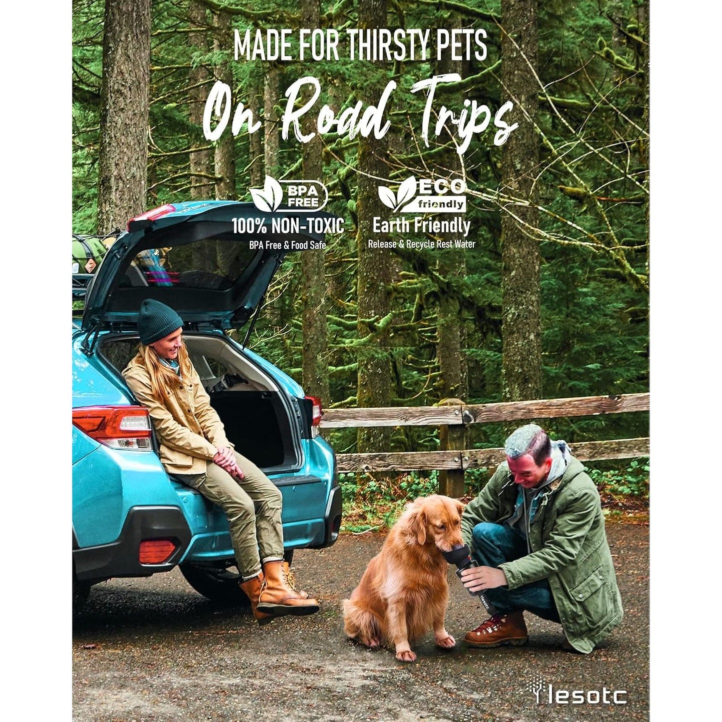 Dog Water Bottle, Portable Water Dispenser with Bowl, Leak Proof Pet Travel Squeeze Bottle, Puppy Essentials Dog Stuff Accessories for Outdoor Walking, Hiking, Camping