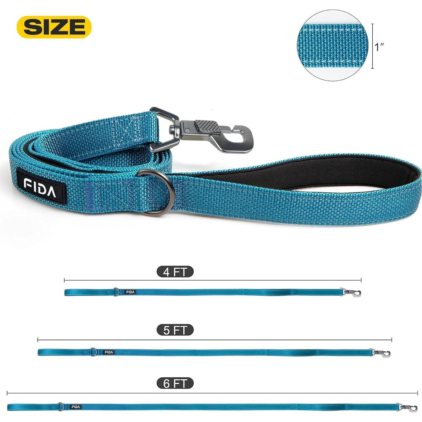 5 FT Heavy Duty Dog Leash with 2 Comfortable Padded Handles, Traffic Handle & Advanced Easy Snap Hook, Reflective Walking Lead for Large, Medium & Small Breed Dogs, Blue