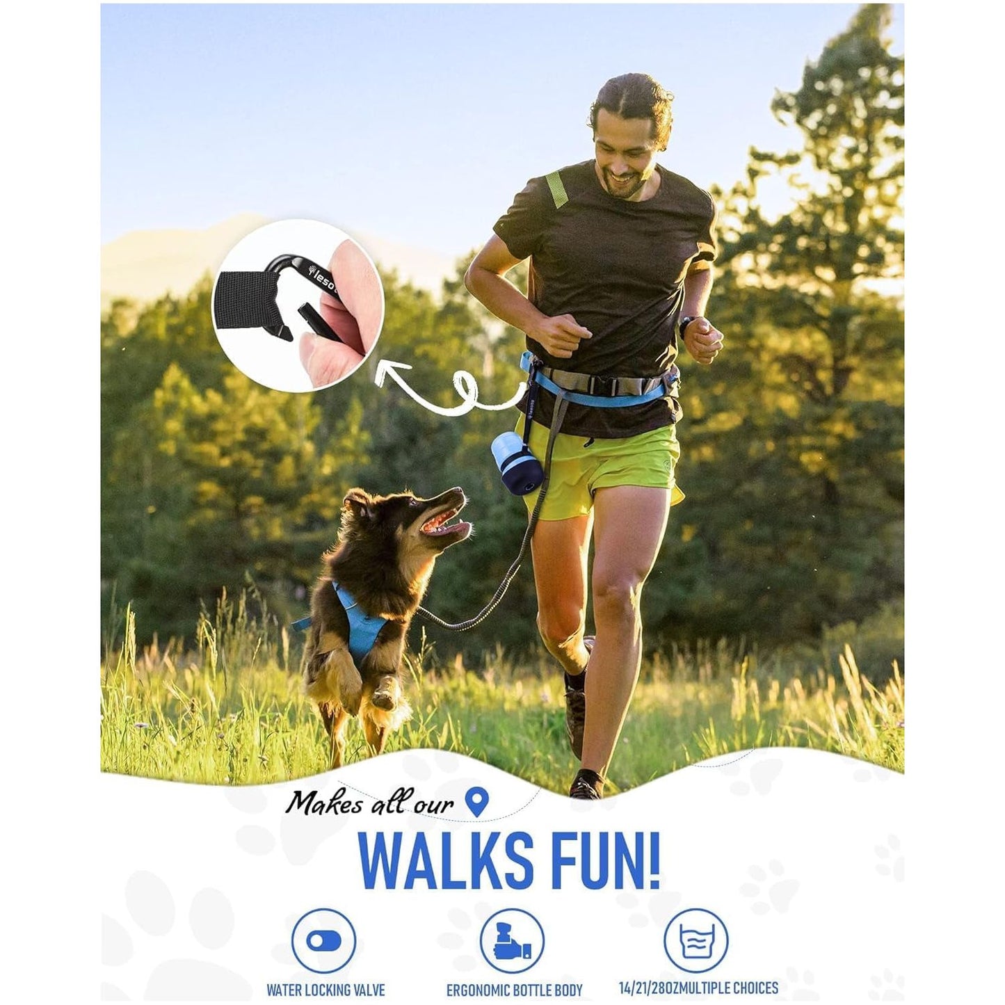 Dog Water Bottle, Portable Water Dispenser with Bowl, Leak Proof Pet Travel Squeeze Bottle, Puppy Essentials Dog Stuff Accessories for Outdoor Walking, Hiking, Camping