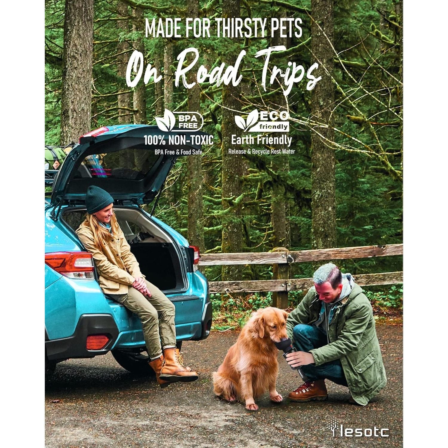 Dog Water Bottle, Portable Water Dispenser with Bowl, Leak Proof Pet Travel Squeeze Bottle, Puppy Essentials Dog Stuff Accessories for Outdoor Walking, Hiking, Camping