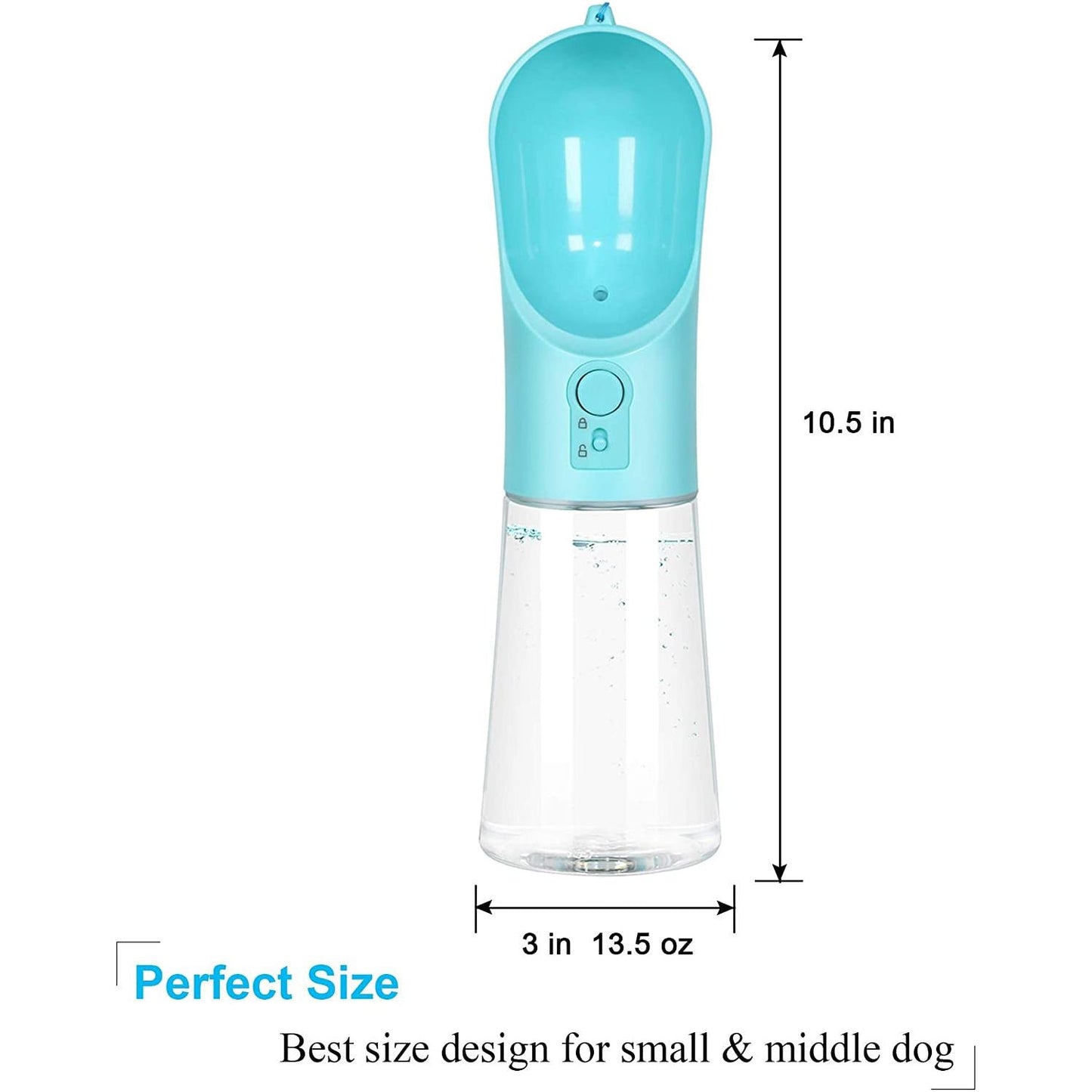 Dog Water Bottle Portable Pet Water Bottle Leak Proof Dog Water Dispenser, Lightweight Dog Travel Water Bottle Bowl for Walking 400Ml (Blue)