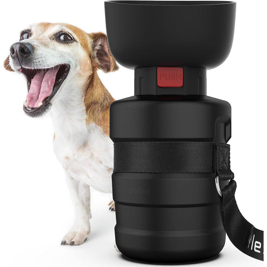 Dog Water Bottle, Portable Water Dispenser with Bowl, Leak Proof Pet Travel Squeeze Bottle, Puppy Essentials Dog Stuff Accessories for Outdoor Walking, Hiking, Camping